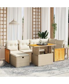 vidaXL vidaXL 7-cz. zestaw wypoczynkowy do ogrodu, z poduszkami, beżowy Dārza mēbeļu komplekti