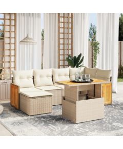 vidaXL vidaXL 7-cz. zestaw wypoczynkowy do ogrodu, z poduszkami, beżowy Dārza mēbeļu komplekti