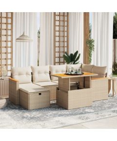 vidaXL vidaXL 7-cz. zestaw wypoczynkowy do ogrodu, z poduszkami, beżowy Dārza mēbeļu komplekti