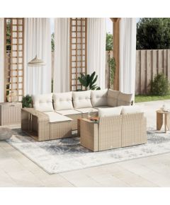 vidaXL vidaXL 11-cz. zestaw mebli ogrodowych z poduszkami, beżowy, polirattan Dārza mēbeļu komplekti