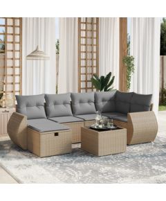 vidaXL vidaXL 7-cz. zestaw mebli ogrodowych z poduszkami, mieszany beż Dārza mēbeļu komplekti