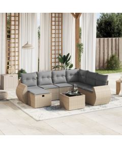 vidaXL vidaXL 8-cz. zestaw mebli ogrodowych z poduszkami, mieszany beż Dārza mēbeļu komplekti