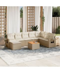 vidaXL vidaXL 9-cz. zestaw mebli ogrodowych z poduszkami, beżowy, polirattan Dārza mēbeļu komplekti