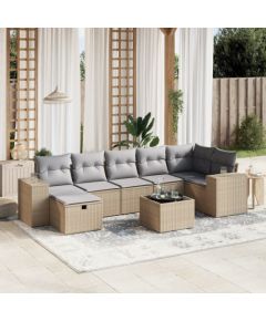 vidaXL vidaXL 8-cz. zestaw mebli ogrodowych z poduszkami, mieszany beż Dārza mēbeļu komplekti