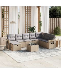 vidaXL vidaXL 9-cz. zestaw mebli ogrodowych z poduszkami, mieszany beż Dārza mēbeļu komplekti