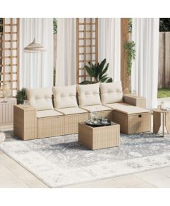 vidaXL vidaXL 6-cz. zestaw mebli ogrodowych z poduszkami, beżowy, polirattan Dārza mēbeļu komplekti