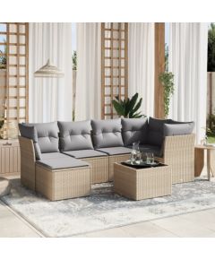 vidaXL vidaXL 7-cz. zestaw mebli ogrodowych z poduszkami, mieszany beż Dārza mēbeļu komplekti