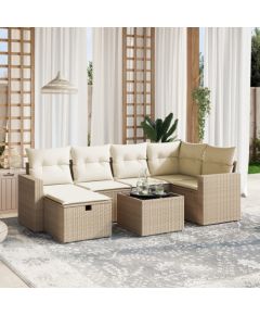 vidaXL vidaXL 7-cz. zestaw wypoczynkowy do ogrodu, z poduszkami, beżowy Dārza mēbeļu komplekti