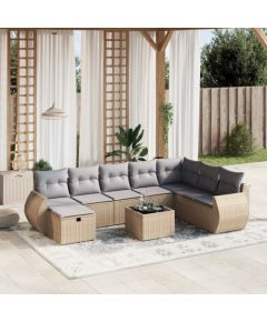 vidaXL vidaXL 9-cz. zestaw mebli ogrodowych z poduszkami, mieszany beż Dārza mēbeļu komplekti