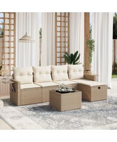 vidaXL vidaXL 6-cz. zestaw mebli ogrodowych z poduszkami, beżowy, polirattan Dārza mēbeļu komplekti