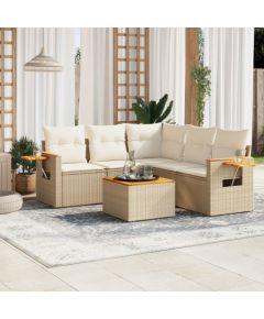 vidaXL vidaXL 6-cz. zestaw mebli ogrodowych z poduszkami, beżowy, polirattan Dārza mēbeļu komplekti