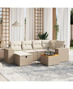 vidaXL vidaXL 7-cz. zestaw wypoczynkowy do ogrodu, z poduszkami, beżowy Dārza mēbeļu komplekti