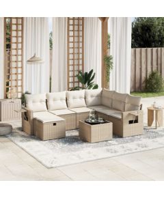 vidaXL vidaXL 8-cz. zestaw mebli ogrodowych z poduszkami, beżowy, polirattan Dārza mēbeļu komplekti