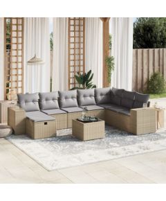 vidaXL vidaXL 9-cz. zestaw mebli ogrodowych z poduszkami, mieszany beż Dārza mēbeļu komplekti