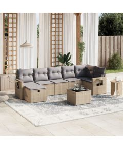 vidaXL vidaXL 8-cz. zestaw mebli ogrodowych z poduszkami, mieszany beż Dārza mēbeļu komplekti