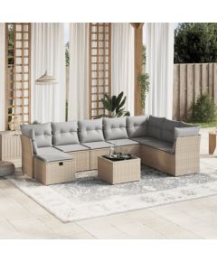 vidaXL vidaXL 9-cz. zestaw mebli ogrodowych z poduszkami, mieszany beż Dārza mēbeļu komplekti