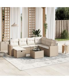 vidaXL vidaXL 8-cz. zestaw mebli ogrodowych z poduszkami, beżowy, polirattan Dārza mēbeļu komplekti