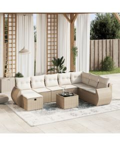 vidaXL vidaXL 9-cz. zestaw mebli ogrodowych z poduszkami, beżowy, polirattan Dārza mēbeļu komplekti