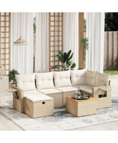 vidaXL vidaXL 7-cz. zestaw wypoczynkowy do ogrodu, z poduszkami, beżowy Dārza mēbeļu komplekti