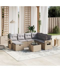 vidaXL vidaXL 8-cz. zestaw mebli ogrodowych z poduszkami, mieszany beż Dārza mēbeļu komplekti