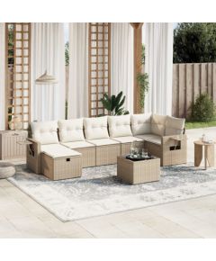 vidaXL vidaXL 8-cz. zestaw mebli ogrodowych z poduszkami, beżowy, polirattan Dārza mēbeļu komplekti