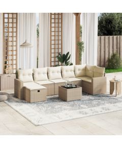 vidaXL vidaXL 8-cz. zestaw mebli ogrodowych z poduszkami, beżowy, polirattan Dārza mēbeļu komplekti