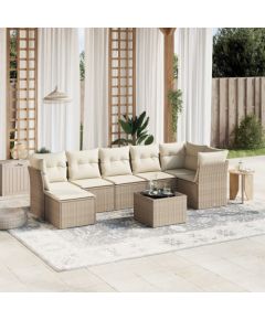 vidaXL vidaXL 8-cz. zestaw mebli ogrodowych z poduszkami, beżowy, polirattan Dārza mēbeļu komplekti