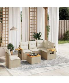 vidaXL vidaXL 6-cz. zestaw mebli ogrodowych z poduszkami, beżowy, polirattan Dārza mēbeļu komplekti