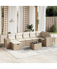 vidaXL vidaXL 8-cz. zestaw mebli ogrodowych z poduszkami, beżowy, polirattan Dārza mēbeļu komplekti