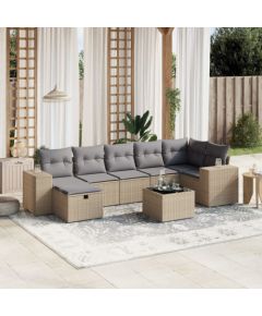 vidaXL vidaXL 8-cz. zestaw mebli ogrodowych z poduszkami, mieszany beż Dārza mēbeļu komplekti