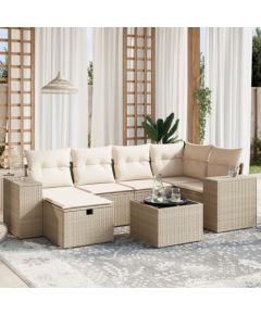 vidaXL vidaXL 7-cz. zestaw wypoczynkowy do ogrodu, z poduszkami, beżowy Dārza mēbeļu komplekti