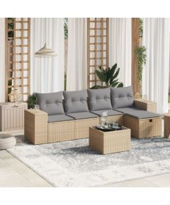 vidaXL vidaXL 6-cz. zestaw mebli ogrodowych z poduszkami, mieszany beż Dārza mēbeļu komplekti