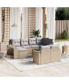 vidaXL vidaXL 11-cz. zestaw mebli ogrodowych z poduszkami, beżowy, polirattan Dārza mēbeļu komplekti