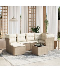 vidaXL vidaXL 7-cz. zestaw wypoczynkowy do ogrodu, z poduszkami, beżowy Dārza mēbeļu komplekti