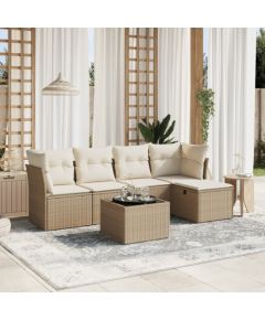 vidaXL vidaXL 6-cz. zestaw mebli ogrodowych z poduszkami, beżowy, polirattan Dārza mēbeļu komplekti