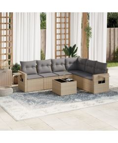 vidaXL vidaXL 7-cz. zestaw wypoczynkowy do ogrodu, z poduszkami, beżowy Dārza mēbeļu komplekti