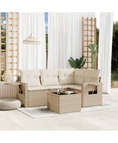 vidaXL vidaXL 5-cz. zestaw mebli ogrodowych z poduszkami, beżowy, polirattan Dārza mēbeļu komplekti