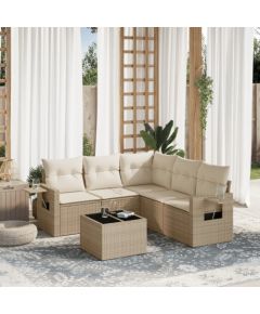 vidaXL vidaXL 6-cz. zestaw mebli ogrodowych z poduszkami, beżowy, polirattan Dārza mēbeļu komplekti