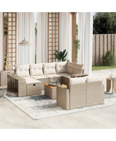 vidaXL vidaXL 11-cz. zestaw mebli ogrodowych z poduszkami, beżowy, polirattan Dārza mēbeļu komplekti