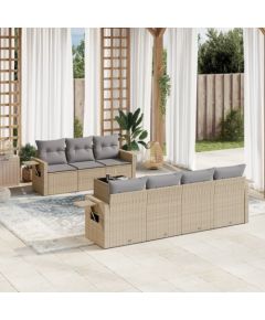 vidaXL vidaXL 8-cz. zestaw mebli ogrodowych z poduszkami, beżowy, polirattan Dārza mēbeļu komplekti