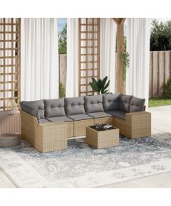 vidaXL vidaXL 8-cz. zestaw mebli ogrodowych z poduszkami, beżowy, polirattan Dārza mēbeļu komplekti