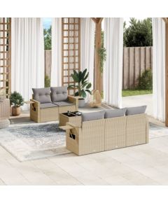 vidaXL vidaXL 6-cz. zestaw mebli ogrodowych z poduszkami, beżowy, polirattan Dārza mēbeļu komplekti