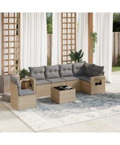 vidaXL vidaXL 7-cz. zestaw wypoczynkowy do ogrodu, z poduszkami, beżowy Dārza mēbeļu komplekti