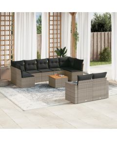 vidaXL vidaXL 10-cz. zestaw wypoczynkowy do ogrodu, z poduszkami, szary Dārza mēbeļu komplekti