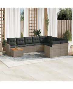 vidaXL vidaXL 10-cz. zestaw wypoczynkowy do ogrodu, z poduszkami, szary Dārza mēbeļu komplekti