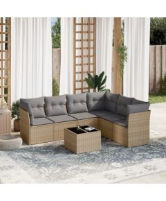 vidaXL vidaXL 7-cz. zestaw wypoczynkowy do ogrodu, z poduszkami, beżowy Dārza mēbeļu komplekti