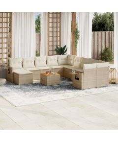 vidaXL vidaXL 12-cz. zestaw mebli ogrodowych z poduszkami, beżowy, polirattan Dārza mēbeļu komplekti