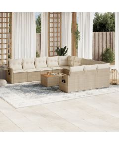 vidaXL vidaXL 12-cz. zestaw mebli ogrodowych z poduszkami, beżowy, polirattan Dārza mēbeļu komplekti