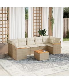 vidaXL vidaXL 8-cz. zestaw mebli ogrodowych z poduszkami, beżowy, polirattan Dārza mēbeļu komplekti