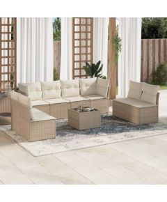 vidaXL vidaXL 9-cz. zestaw mebli ogrodowych z poduszkami, beżowy, polirattan Dārza mēbeļu komplekti